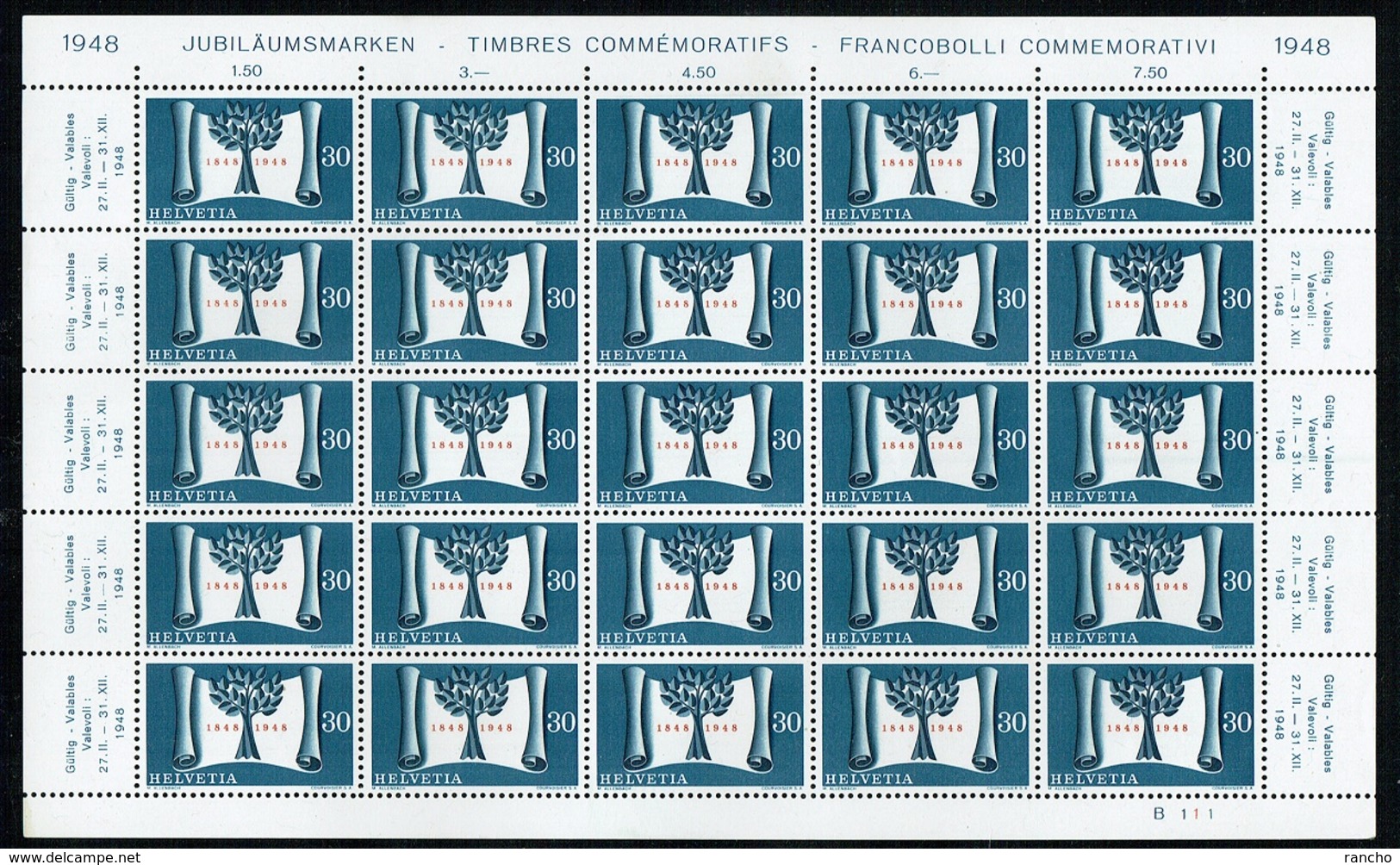 ** PLANCHE COLLECTION NEUF AVEC GOMME 1948 C/.S.B.K. Nr:284. Y&TELLIER Nr:456. MICHEL Nr:499. ** - Unused Stamps