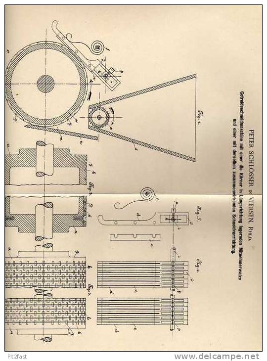 Original Patentschrift - P, Schlösser In Viersen , Rhld. , 1901 , Getreidemaschine , Landwirtschaft , Agrar  !!! - Tools