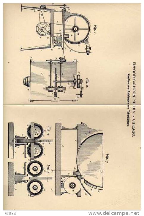 Original Patentschrift - Maschine Für Tabak Blätter , 1901, E. Phillips In Chicago !!! - Máquinas