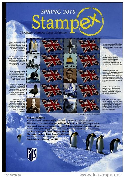 GREAT BRITAIN - 2010  SMILERS SHEET  STAMPEX SPRING - THE ANTARCTIC - Feuilles, Planches  Et Multiples