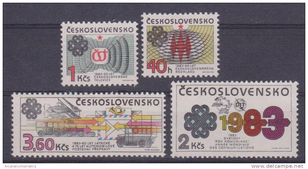 CHECOSLOVAQUIA 1.983 Serie Completa 4 Valores Y&T 2525/2528 "Año Mundial De Comunicaciones"  S-269 - Ongebruikt