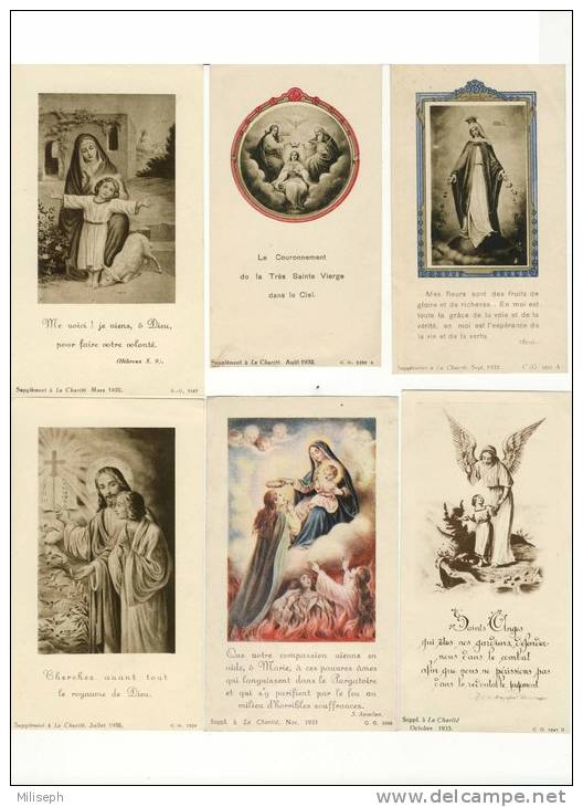 Lot De 6 Images Religieuses - Supplément à La  " La Charité " - Jésus, Marie, Saints Anges .... (2150) - Devotion Images