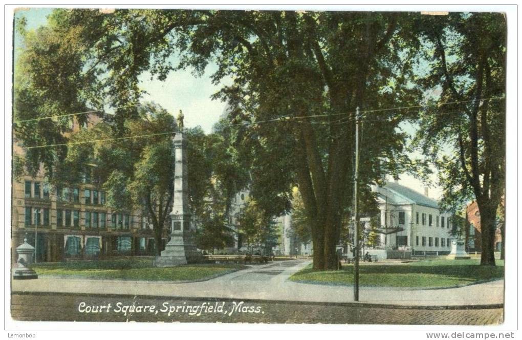 USA, Court Square, Springfield, Mass, 1912 Used Postcard [P8461] - Springfield