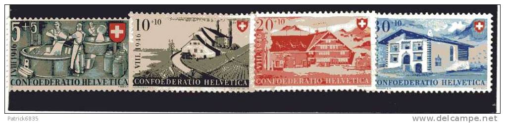 Svizzera**- Anno 1946 Pro Patria Industria Casearia E Case Cat. Unif.428-31  Nuovi - Nuovi