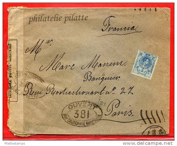 ESPAGNE LETTRE CENSUREE POUR PARIS FRANCE - Cartas & Documentos