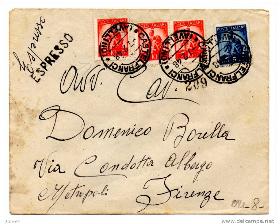 Lettre De Castelfranci Pour Firenze (07.02.1948) - Exprespost