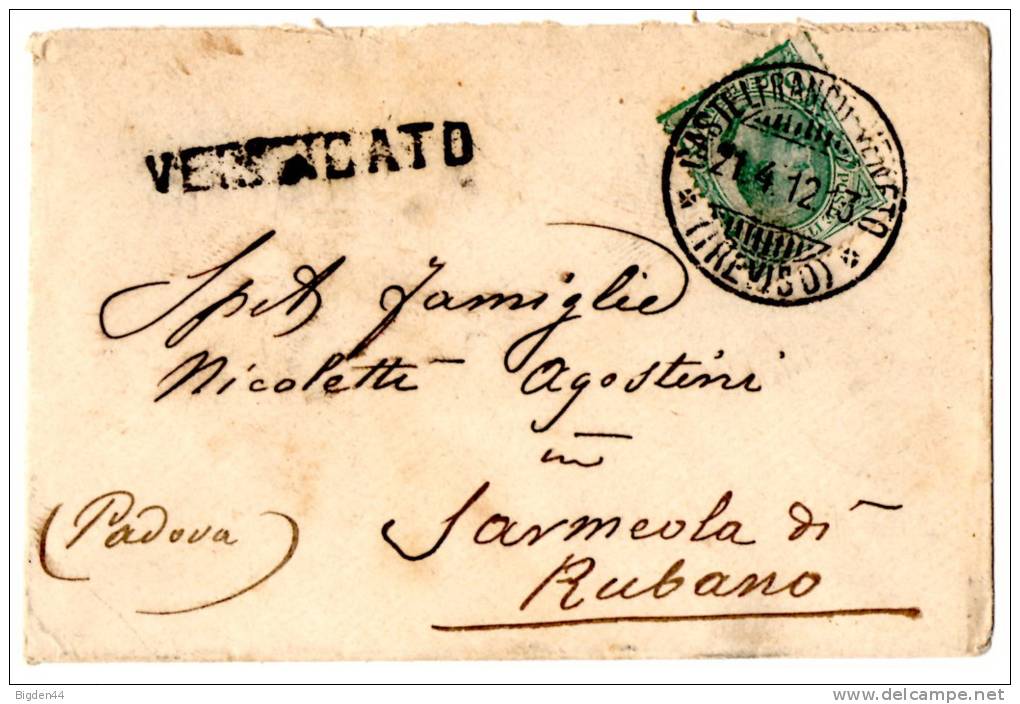 Lettre De Treviso Pour Rubano (21.04.1911)-VERIFICATO - Marcophilia (AirAirplanes)