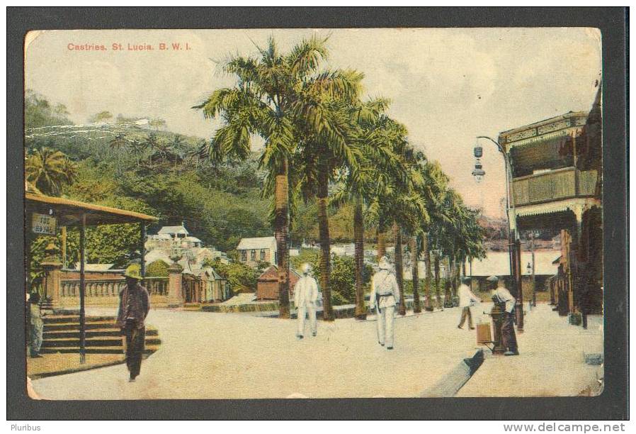 BRITISH VIRGI ISLANDS , CASTRIES ST. LUCIA , OLD POSTCARD - Islas Vírgenes Británicas