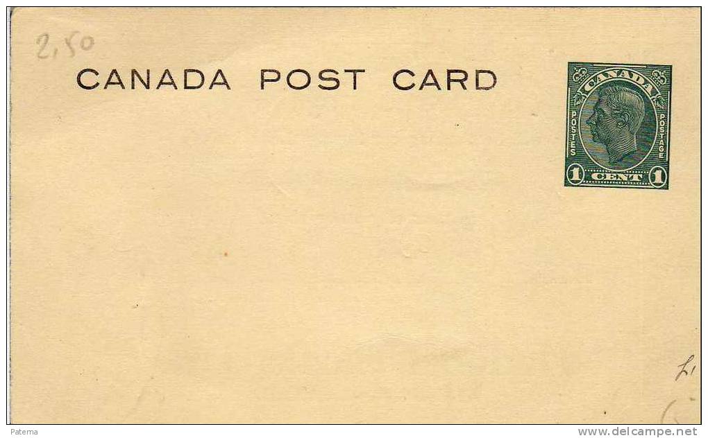 Entero Postal Privado,Canada, Nuevo - 1903-1954 Könige