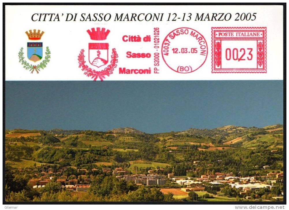 ITALIA SASSO MARCONI (BO) 2005 - METER / EMA CIRCOLO FILATELICO - CITTA' DI SASSO MARCONI - CARTOLINA UFFICIALE - ARMS - Briefe U. Dokumente