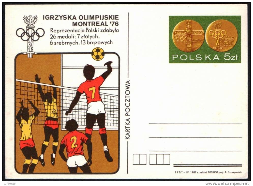 VOLLEYBALL / OLYMPIC - POLONIA 1987 - MEDAGLIE POLONIA AI GIOCHI OLIMPICI DI MONTREAL 1976 - MINT STATIONERY - Ete 1976: Montréal