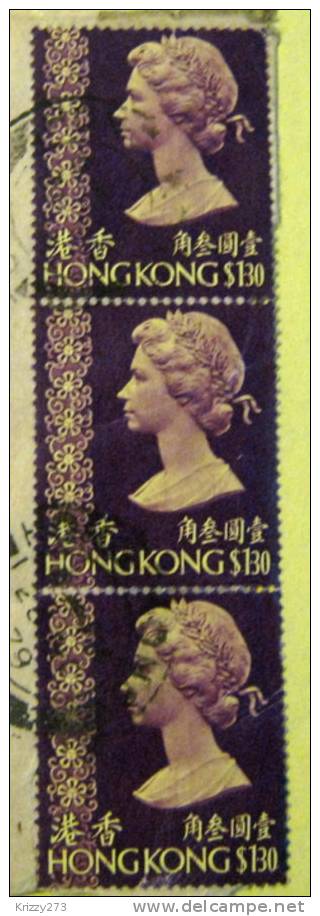 Hong Kong 1973 Queen Elizabeth II $1.30 Strip - Used - Usados