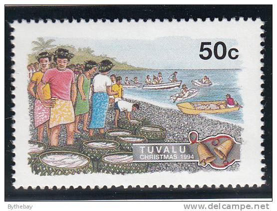 Tuvalu MNH Scott #682 50c Islanders, Fish Being Gathered - Christmas - Tuvalu