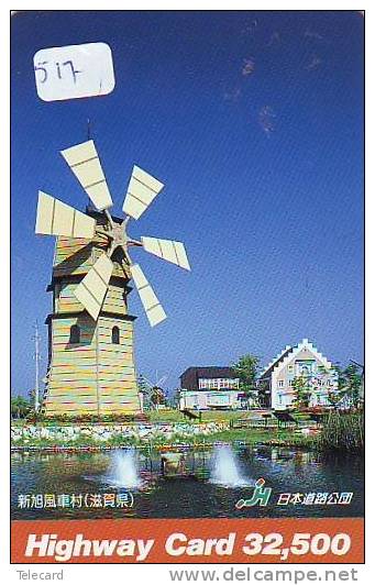 Carte Prepayée Japon * MOULIN (517) WINDMILL * PREPAID CARD * Mühle * KARTE JAPAN * MOLEN * - Landschappen