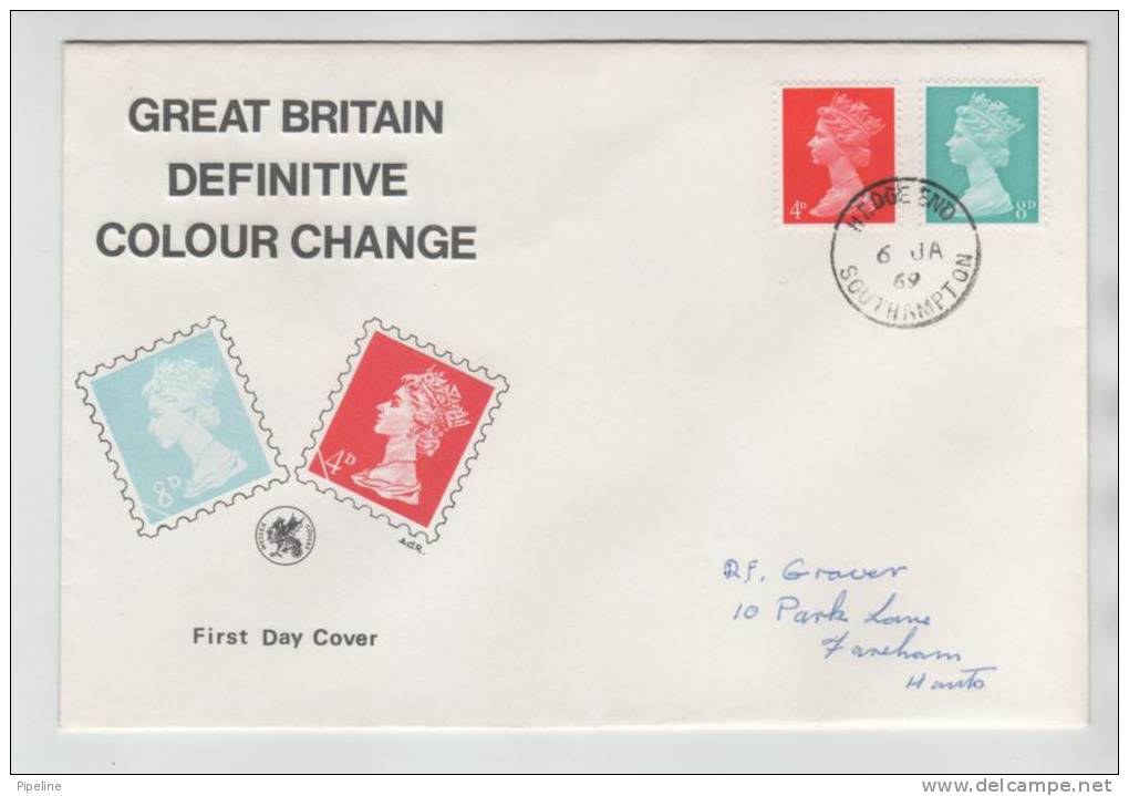 Great Britain FDC 6-1-1969 Definitive Colour Change - 1952-71 Ediciones Pre-Decimales