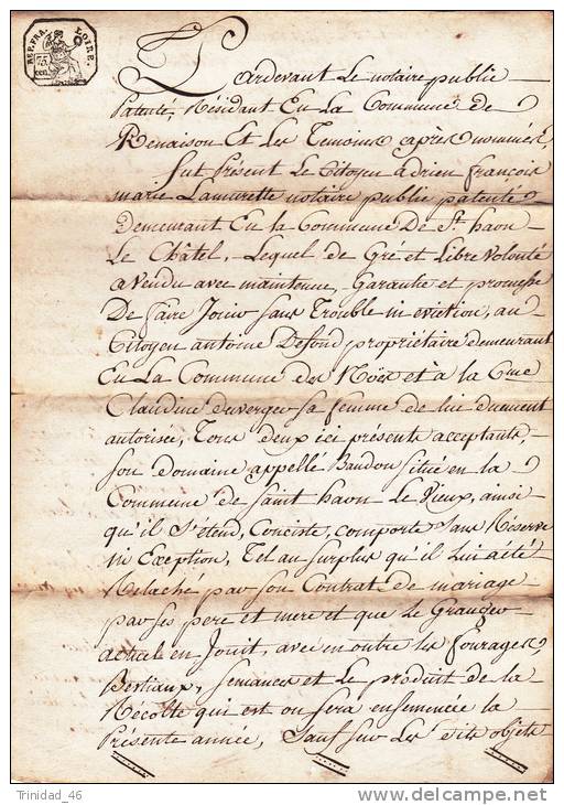 BOEN ST HAON LE CHATEL ET ST HAON LE VIEUX ( VIEUX PARCHEMIN MANUSCRIT ) 1804 EXCEPTIONEL - Manuscripts