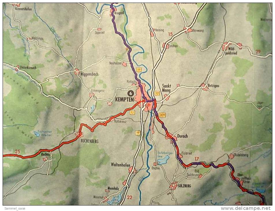 Ca. 1955 - Aral BV-Tourenkarte Oberbayern ( Westlicher Teil Mit Allgäu ) - Maßstab : 1 : 150.000 - Maps Of The World