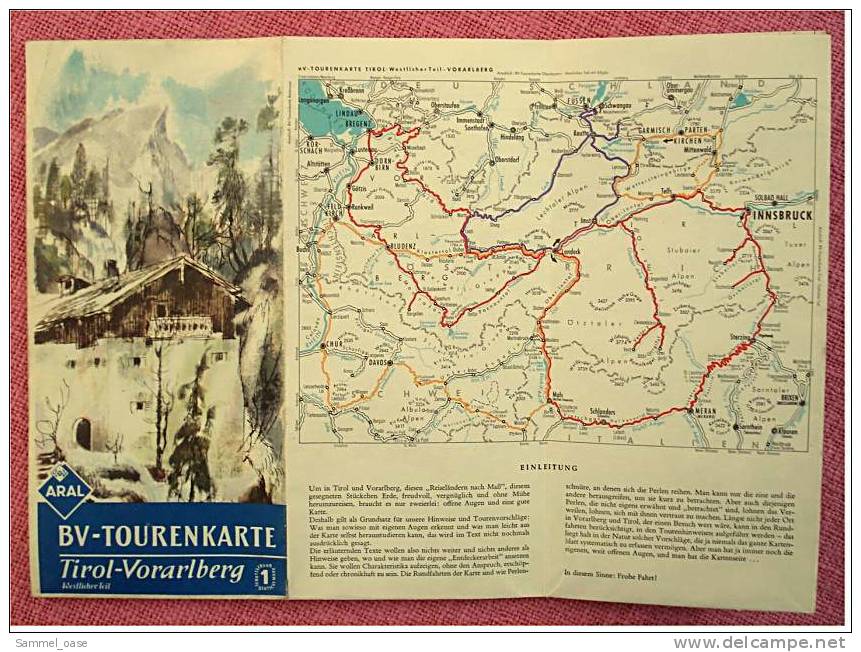 Ca. 1955 - Aral BV-Tourenkarte Tirol  -  Vorarlberg ( Westlicher Teil ) - Maßstab : 1 : 200.000 - Wereldkaarten