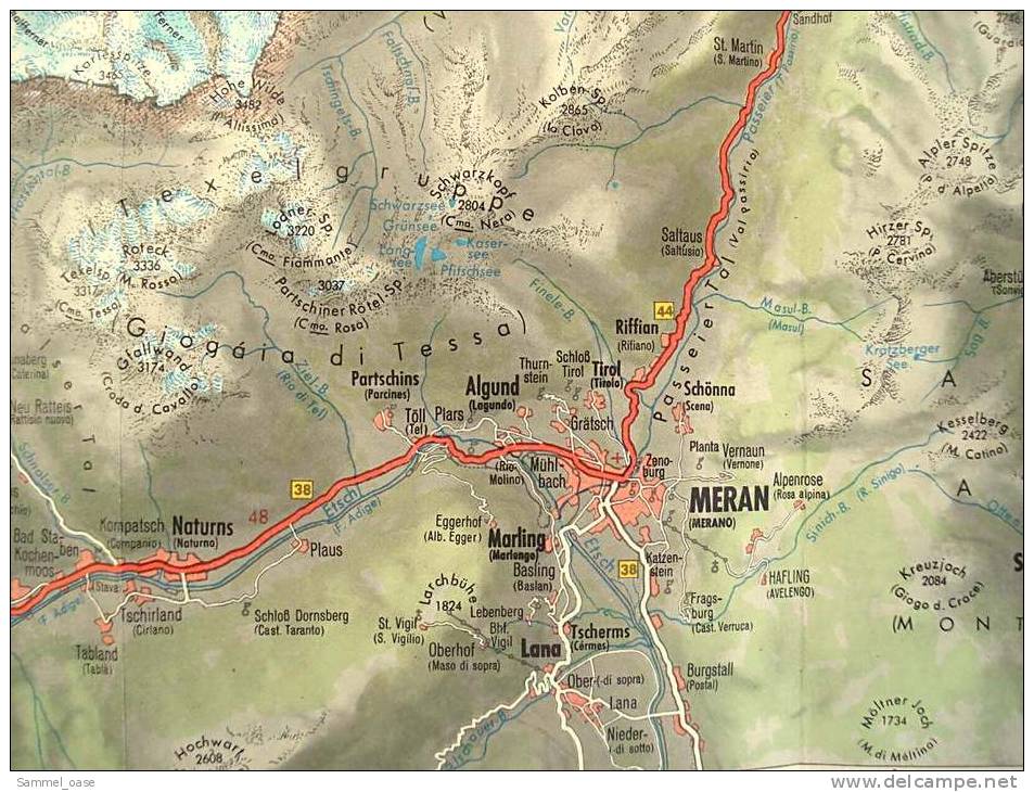 Ca. 1955 - Aral BV-Tourenkarte Tirol  -  Vorarlberg ( Westlicher Teil ) - Maßstab : 1 : 200.000 - Mappemondes