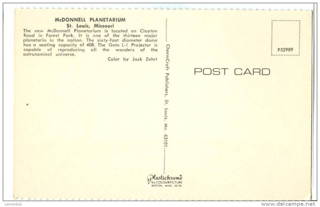 USA, McDonnell Planetarium, St. Louis, Missouri, Unused Postcard [P8496] - St Louis – Missouri