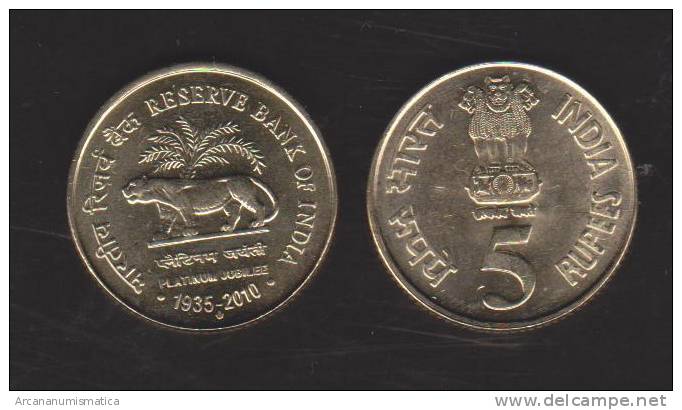 INDIA   5  RUPIAS  2010   SC/UNC  "PLATINUM JUBILEE"  DL-9755 - Inde