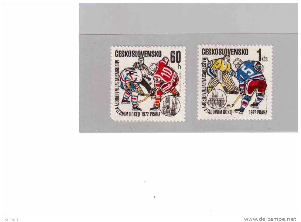 XX3022  -  CECOSLOVACCHIA   -   COMPLETE MINT**  SET    CAT. Y.T. Nr.  1909/1910 - Hockey (su Ghiaccio)