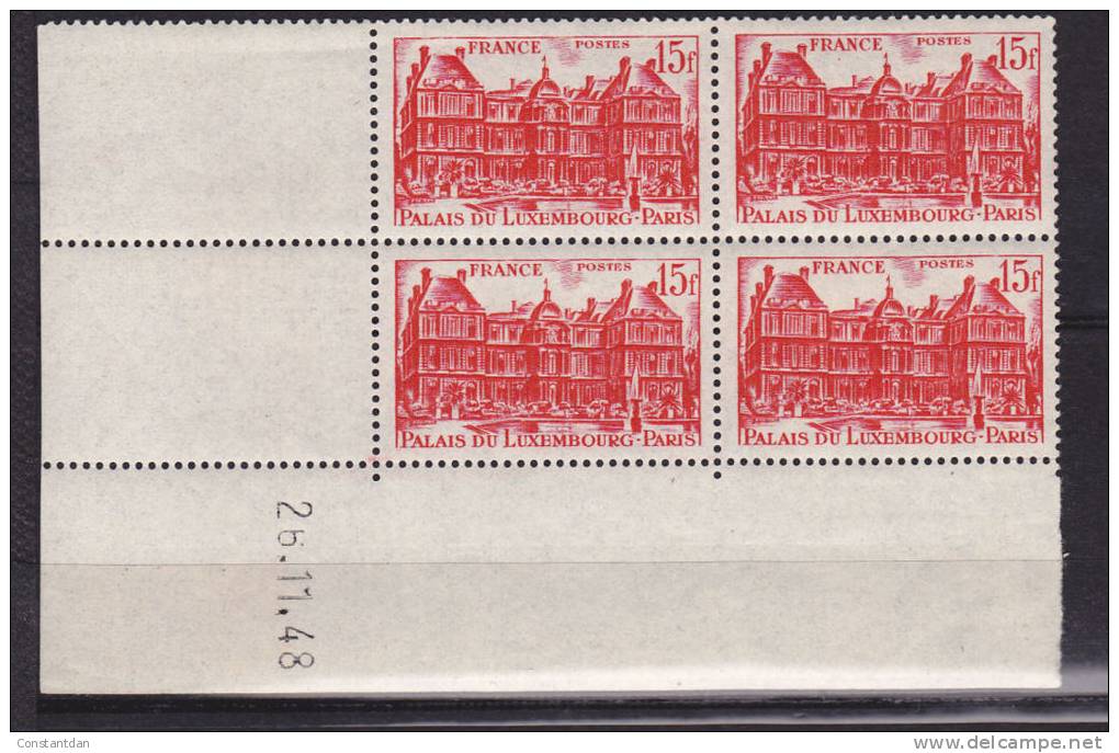 FRANCE N° 804 15F ROUGE PALAIS DU LUXEMBOURG COIN DATE DU 26.11.1948** - 1940-1949