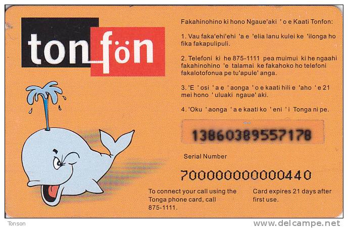 Tonga, Prepaid Card, Whale, 2 Scans. - Tonga