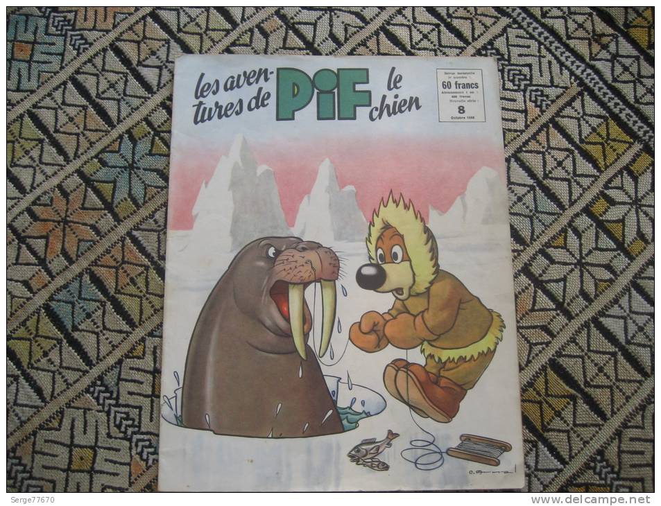 Les Aventures De Pif Le Chien N° 8 D'octobre 1958 Humanité Arnal Vaillant Gadget Placid Muzo Arthur - Pif - Autres