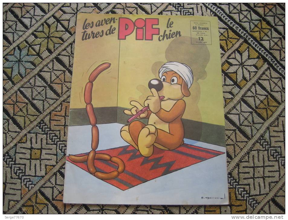 Les Aventures De Pif Le Chien N° 12 De Février 1959 Humanité Arnal Vaillant Gadget Placid Muzo Arthur - Pif - Autres