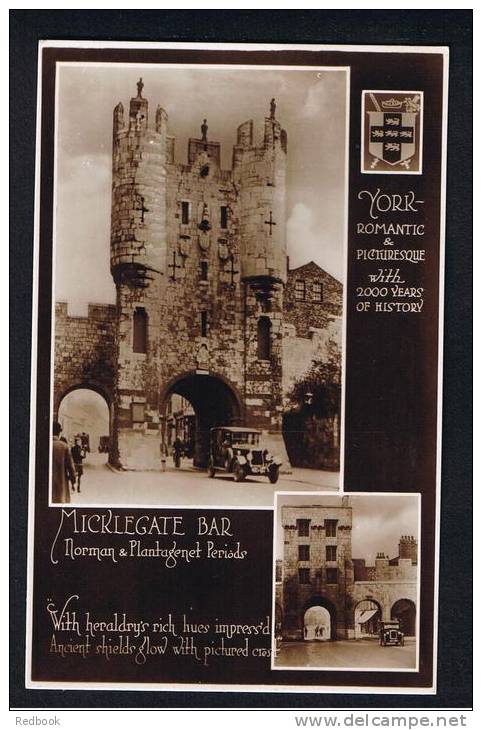 RB 862 - 1939 Double View Real Photo Postcard - Micklegate Bar York Yorkshire - York