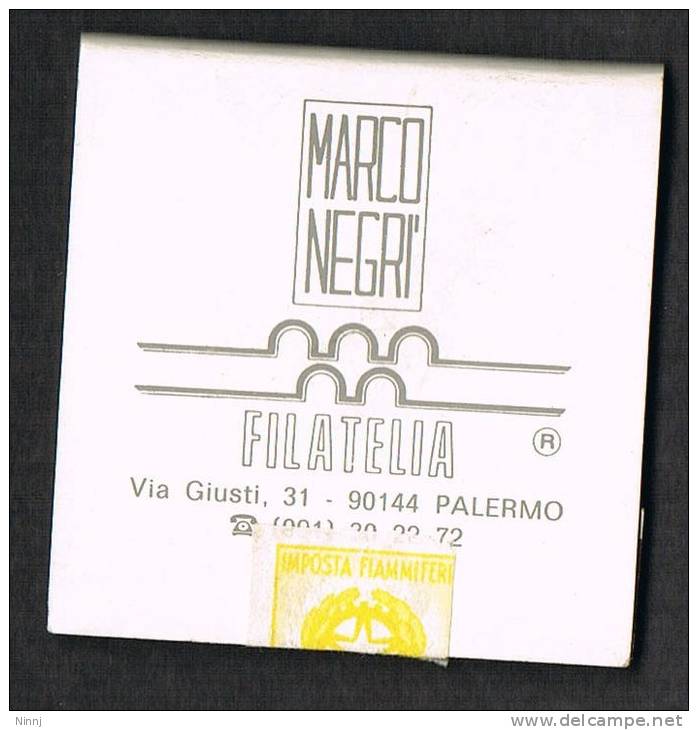 Italia Antichi Fiammiferi Integri Con Pubblicità Filatelia Marco Negrì Palermo Cm.5,00 X Cm.5,00 (2 Scansioni) - Matchboxes