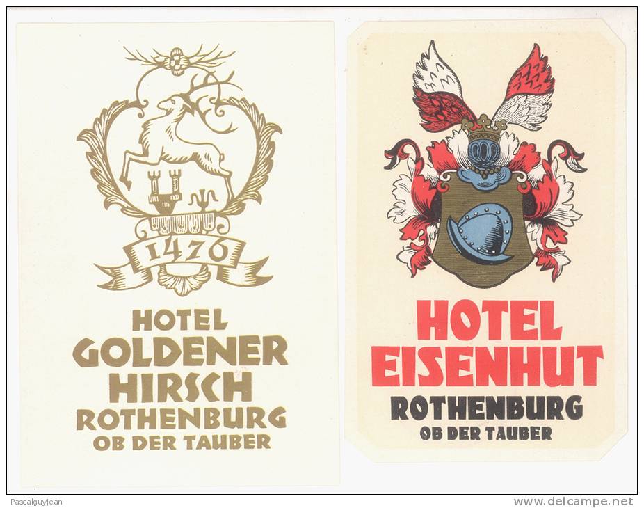 2 ETIQUETTES HOTELS ALLEMAGNE - ROTHENBURG OB DER TAUBER - Adesivi Di Alberghi