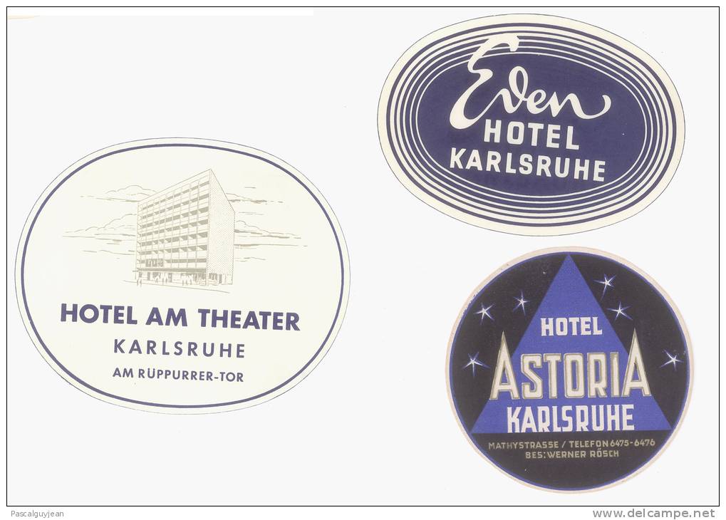 3 ETIQUETTES HOTELS ALLEMAGNE - KARLSRUHE - Hotel Labels