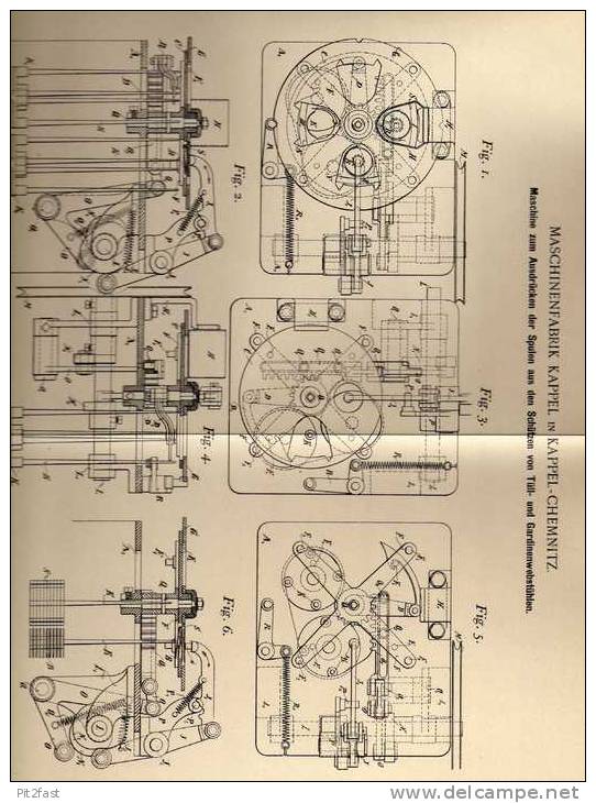 Original Patentschrift - Maschinenfabrik In Kappel - Chemnitz , 1899 , Maschine Für Webstuhl , Weberei !!! - Maschinen