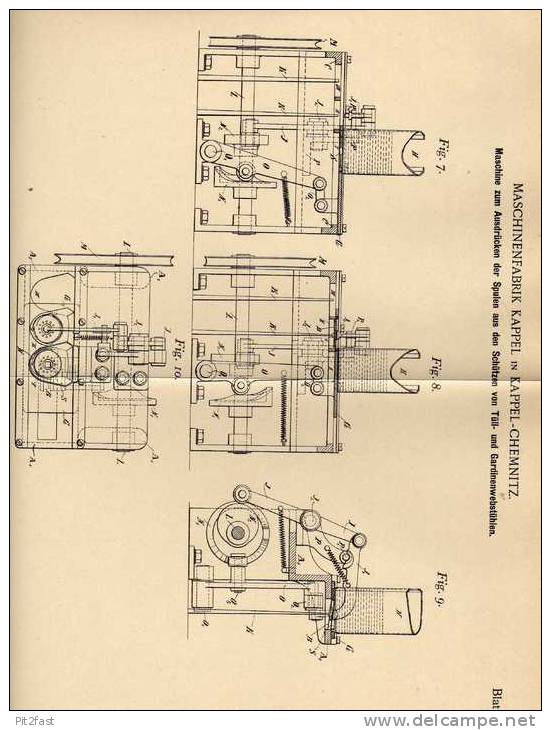 Original Patentschrift - Maschinenfabrik In Kappel - Chemnitz , 1899 , Maschine Für Webstuhl , Weberei !!! - Maschinen