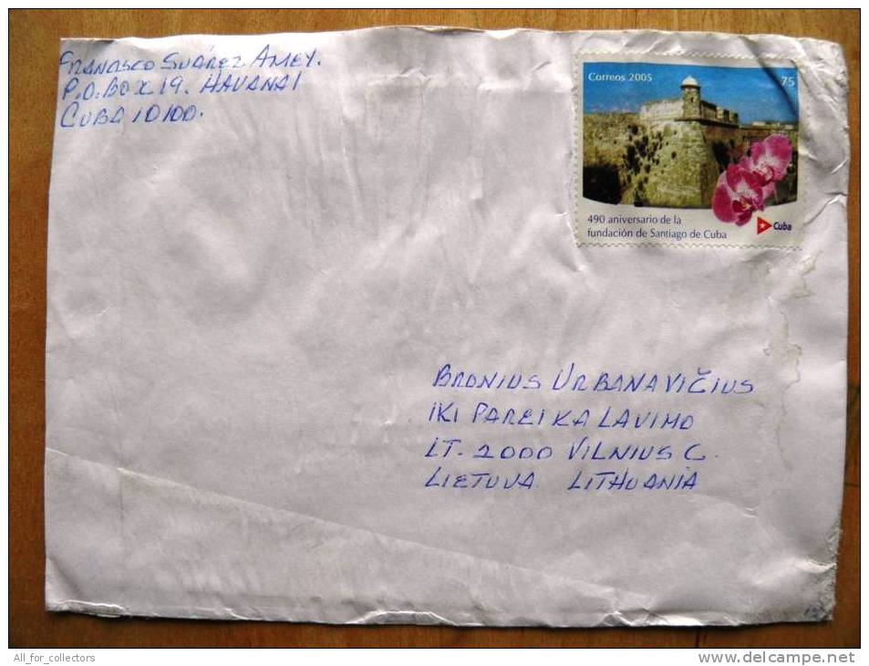Cover Sent  To Lithuania, Flowers, Santiago - Briefe U. Dokumente