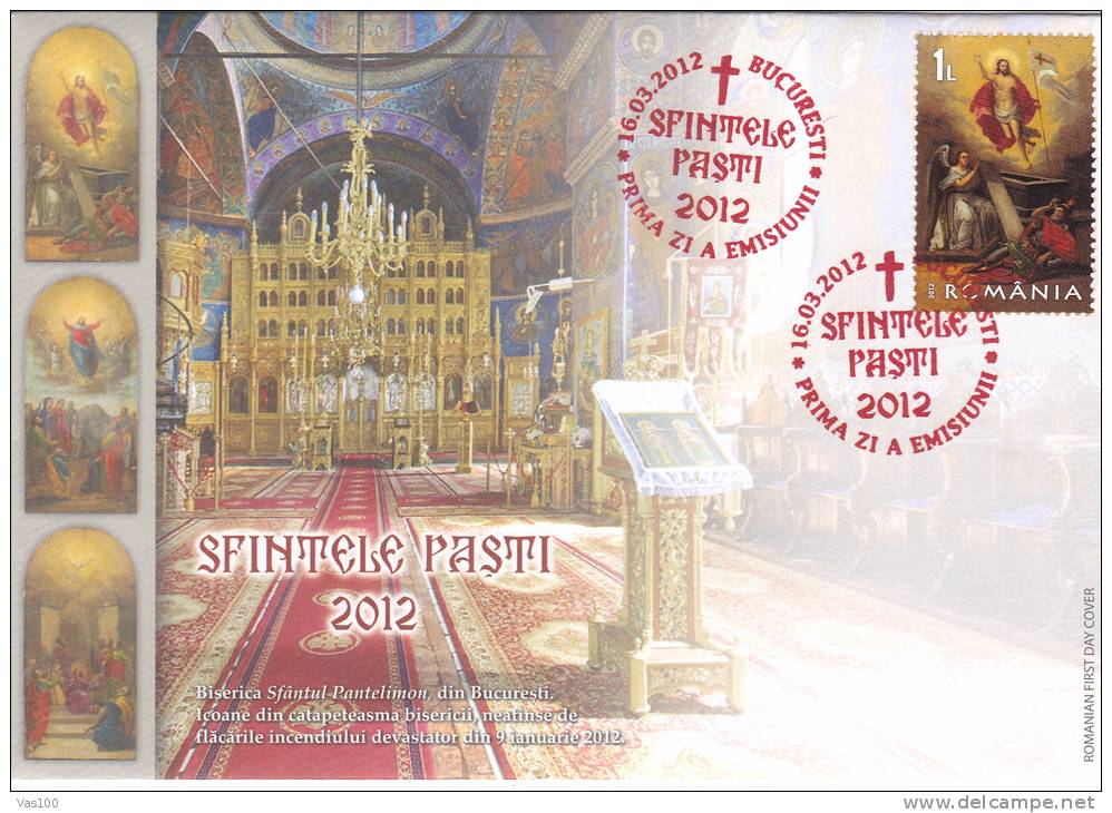 EASTER, 2012, SPECIAL COVER, OBLITERATION CONCORDANTE, ROMANIA - Easter