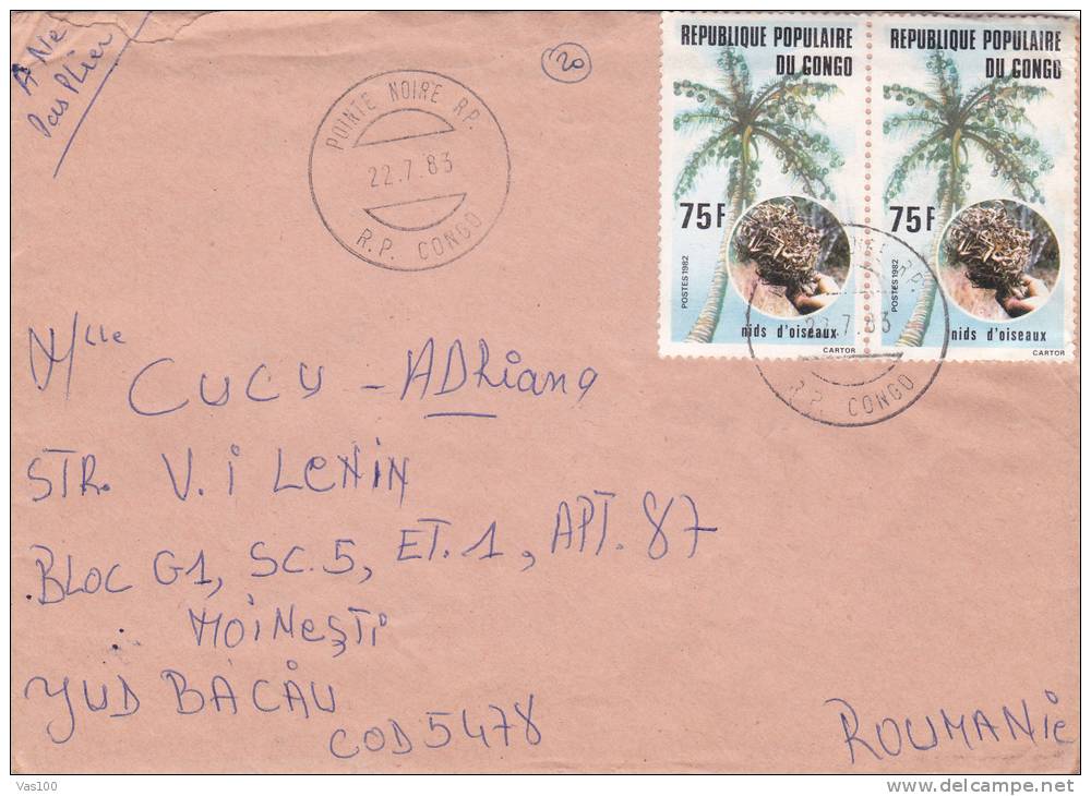 LETTER, 1983, COVER SENT TO ROMANIA, CONGO - Covers