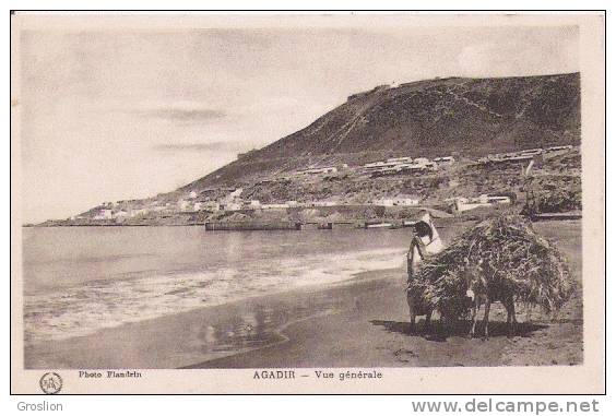 AGADIR VUE GENERALE (HOMME ET SON ANE CHARGE SUR LA PLAGE) - Agadir