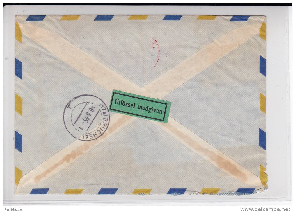 SUEDE - 1955 - ENVELOPPE RECOMMANDEE Par AVION Avec EMA Pour BRUCHSAL (GERMANY) - - Other & Unclassified