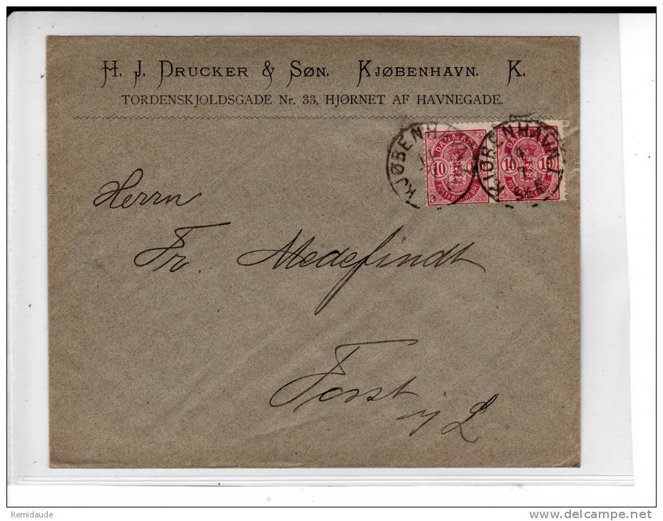 DANMARK - 1893 - ENVELOPPE COMMERCIALE De COPENHAGUE Pour FORST (GERMANY) - - Lettres & Documents