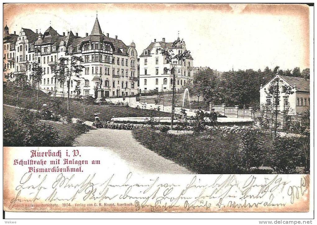 S063/ Auerbach, Vogtland, Am Bismerkdenkmal Mit Bahnpost Treuen 1904 - Auerbach (Vogtland)