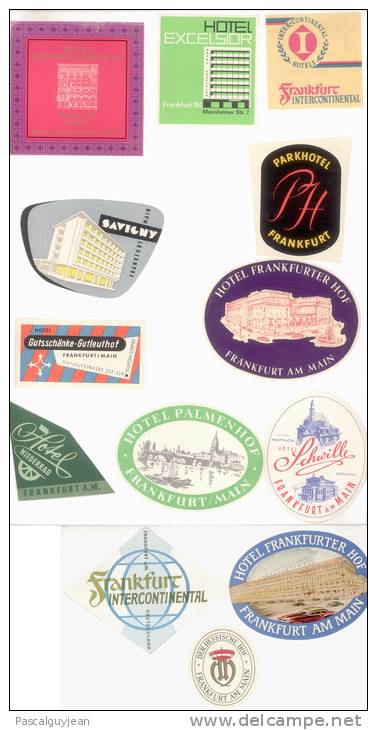 13 ETIQUETTES HOTELS ALLEMAGNE - FRANKFURT - Hotel Labels