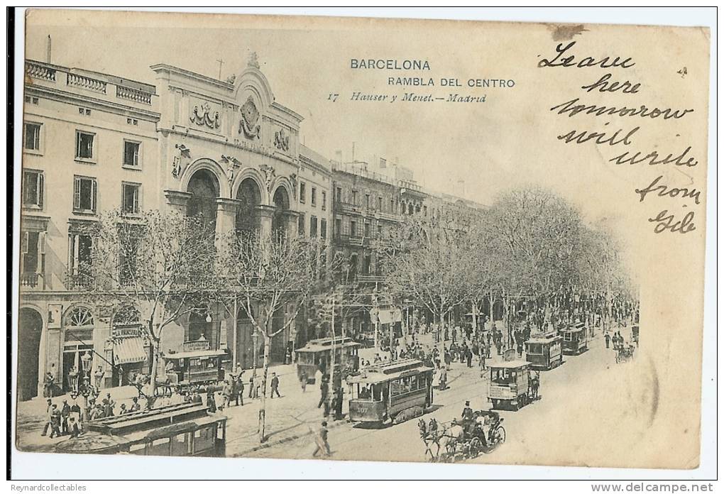 1903 Spain Barcelona Rambla De Centro Ppc/cpa Used  To UK 5 X 2cent - Barcelona