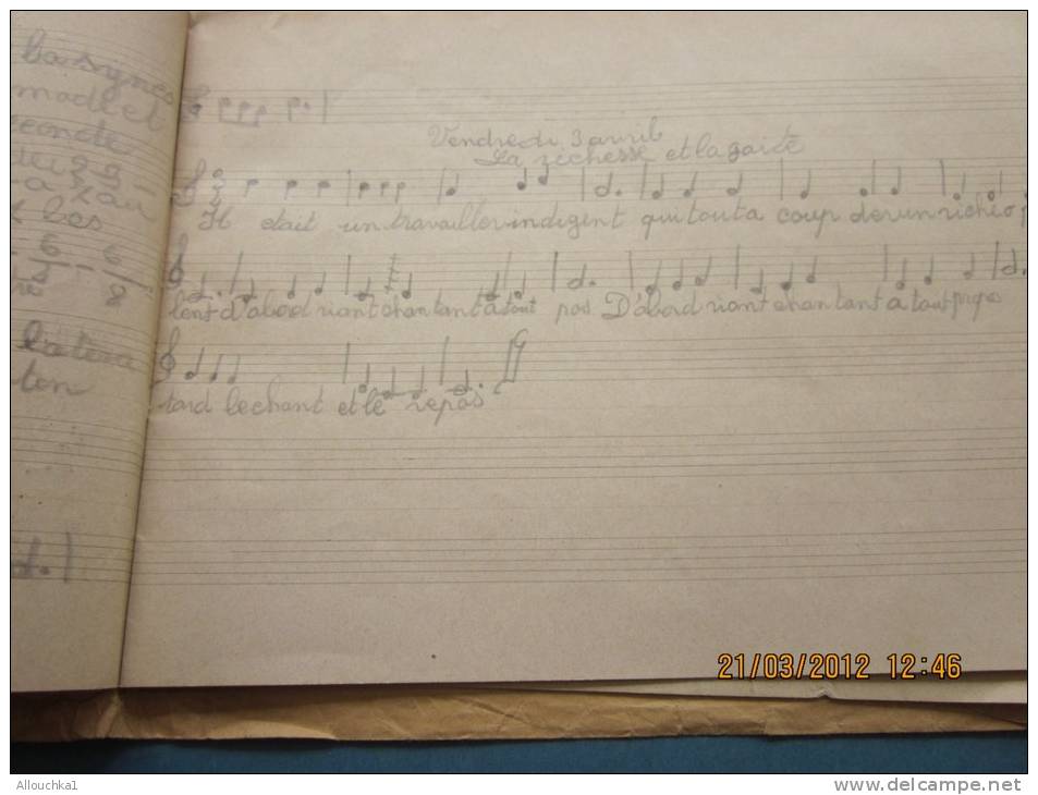 Cahier De Musique D'écolier(étude) S. Simone Place Aux Herbes Marseille-PARTITION MUSICALE ANCIENNE - Opera