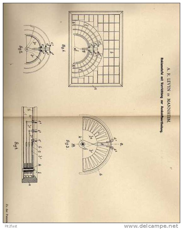 Original Patentschrift - Reklame Anzeigetafel , 1901 , A. Levyn In Mannheim !!! - Architecture