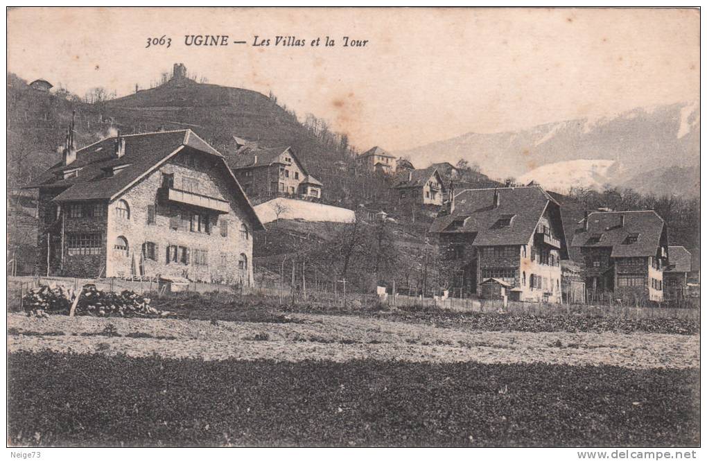 Carte Postale Ancienne De Savoie - Ugine - Les Villas Et La Tour - Ugine