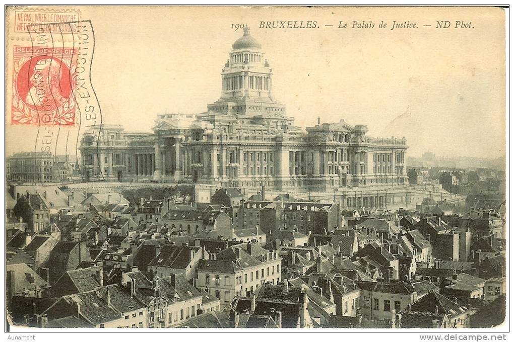 Belgica--Bruxelles--1910--Le Palais De Justice---Cachet--Exposition Bruselles - Institutions Européennes