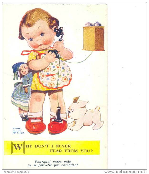 VALENTINE'S  POSTCARD -WHY DON'T I NEVER HEAR FROM YOU?  MABEL LUCIE ATTWELL - Valentinstag